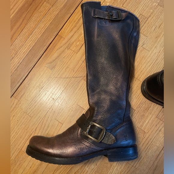 Frye Veronica Slouch Leather Moto Boot - Picture 2 of 5